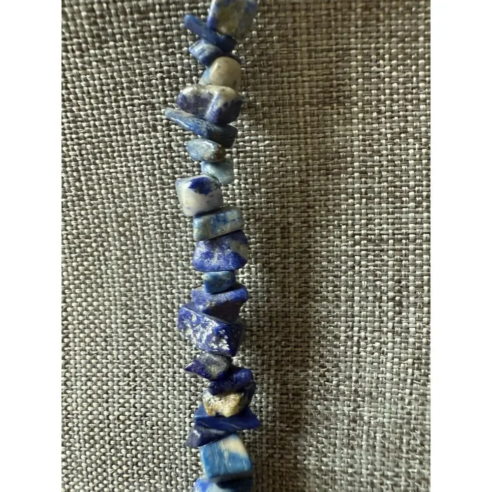 Lapis Lazuli Nugget Chip Necklace Beaded Boho Festival Coastal Southwestern